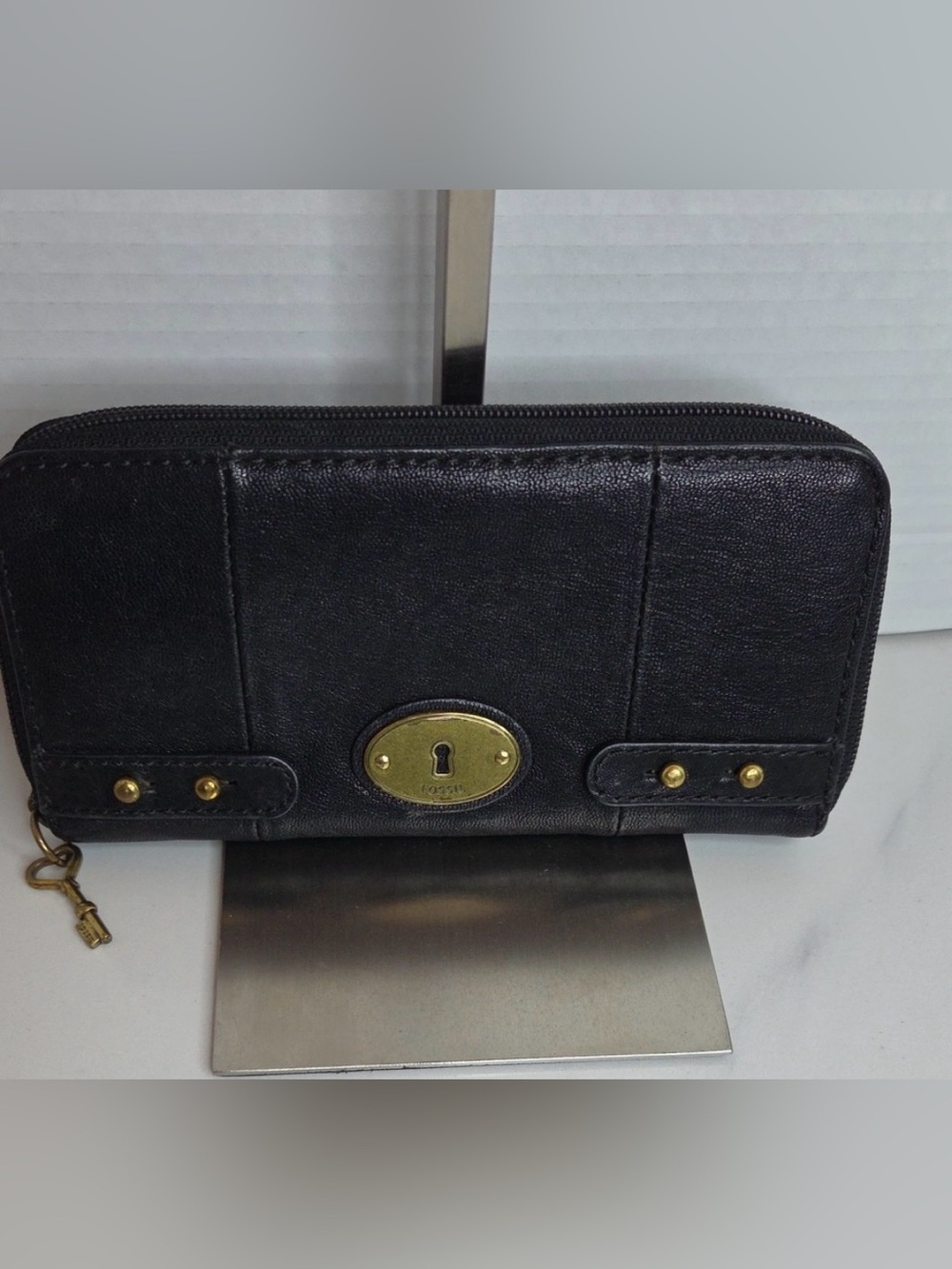 Vintage Fossil Black Leather Wallet
